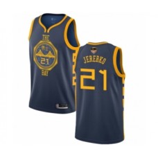 Men's Golden State Warriors #21 Jonas Jerebko Swingman Navy Blue Basketball 2019 Basketball Finals Bound Jersey - City Edition