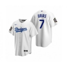 Men's Los Angeles Dodgers #7 Julio Urias White 2020 World Series Replica Stitched Jersey