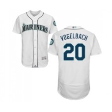 Men's Seattle Mariners #20 Dan Vogelbach White Home Flex Base Authentic Collection Baseball Jersey