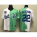 Men's Los Angeles Dodgers #22 Clayton Kershaw White Green 2022 Celebrity Softball Game Cool Base Stitched Jersey