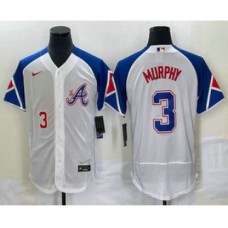 Men's Atlanta Braves #3 Dale Murphy Number White 2023 City Connect Flex Base Stitched Jersey1