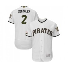 Men's Pittsburgh Pirates #2 Erik Gonzalez White Alternate Authentic Collection Flex Base Baseball Jersey