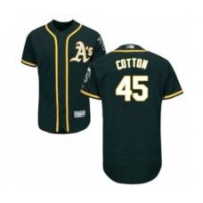 Men's Oakland Athletics #45 Jharel Cotton Green Alternate Flex Base Authentic Collection Baseball Player Stitched Jersey