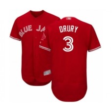 Men's Toronto Blue Jays #3 Brandon Drury Scarlet Alternate Flex Base Authentic Collection Alternate Baseball Player Stitched Jersey