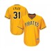 Men's Pittsburgh Pirates #31 Jordan Lyles Replica Gold Alternate Cool Base Baseball Jersey