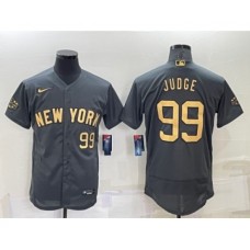 Men's New York Yankees #99 Aaron Judge Number Grey 2022 All Star Stitched Flex Base Nike Jersey