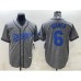 Men's Los Angeles Dodgers #6 Trea Turner Grey Gridiron Cool Base Stitched Baseball Jersey