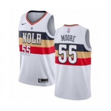 Men's Nike New Orleans Pelicans #55 E Twaun Moore White Swingman Jersey - Earned Edition