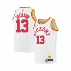 Men's Indiana Pacers #13 Mark Jackson Authentic White Hardwood Classics Basketball Stitched Jersey