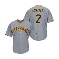 Men's Pittsburgh Pirates #2 Erik Gonzalez Replica Grey Road Cool Base Baseball Jersey