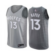 Men's Minnesota Timberwolves #13 Shabazz Napier Authentic Gray Basketball Jersey - City Edition