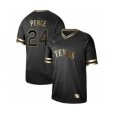 Men's Texas Rangers #24 Hunter Pence Authentic Black Gold Fashion Baseball Stitched Jersey