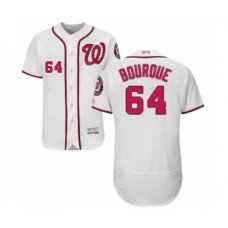 Men's Washington Nationals #64 James Bourque White Home Flex Base Authentic Collection Baseball Player Stitched Jersey