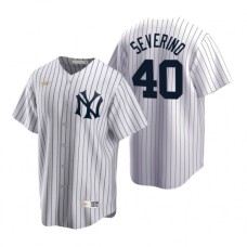 Men's Nike New York Yankees #40 Luis Severino White Cooperstown Collection Home Stitched Baseball Jersey