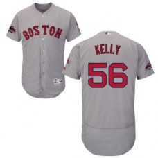 Men's Majestic Boston Red Sox #56 Joe Kelly Grey Road Flex Base Authentic Collection 2018 World Series Champions MLB Jersey