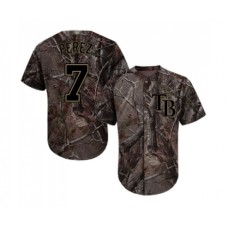 Men's Tampa Bay Rays #7 Michael Perez Authentic Camo Realtree Collection Flex Base Baseball Jersey