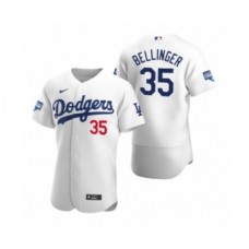 Men's Los Angeles Dodgers #35 Cody Bellinger White 2020 World Series Champions Authentic Stitched Jersey