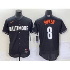 Men's Baltimore Orioles #8 Cal Ripken Jr Black 2023 City Connect Flex Base Stitched Jersey1