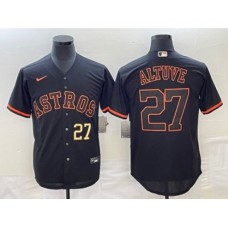 Men's Houston Astros #27 Jose Altuve Number Lights Out Black Fashion Stitched MLB Cool Base Nike Jersey1