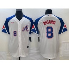 Men's Atlanta Braves #8 Eddie Rosario Number White 2023 City Connect Cool Base Stitched Jersey1