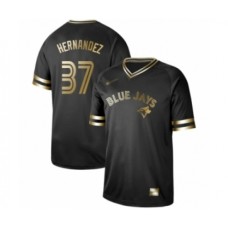 Men's Toronto Blue Jays #37 Teoscar Hernandez Authentic Black Gold Fashion Baseball Stitched Jersey