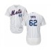 Men's New York Mets #62 Drew Smith White Home Flex Base Authentic Collection Baseball Player Stitched Jersey