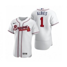 Men's Atlanta Braves #1 Ozzie Albies Nike White 2020 Authentic Stitched Jersey