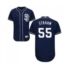 Men's San Diego Padres #55 Matt Strahm Navy Blue Alternate Flex Base Authentic Collection Baseball Jersey