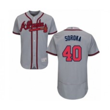 Men's Atlanta Braves #40 Mike Soroka Grey Road Flex Base Authentic Collection Baseball Jersey