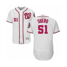 Men's Washington Nationals #51 Wander Suero White Home Flex Base Authentic Collection Baseball Player Stitched Jersey