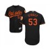 Men's Baltimore Orioles #53 Dan Straily Black Alternate Flex Base Authentic Collection Baseball Jersey