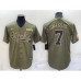 Men's Atlanta Braves #7 Dansby Swanson 2021 Olive Salute To Service Limited Stitched Jersey