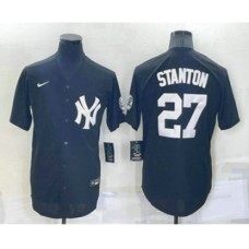 Men's New York Yankees #27 Giancarlo Stanton Black Stitched Nike Cool Base Throwback Jersey