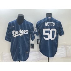 Men's Los Angeles Dodgers #50 Mookie Betts Navy Blue Pinstripe Stitched MLB Cool Base Nike Jersey