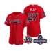 Men's Atlanta Braves #27 Austin Riley 2021 Red World Series Champions With 150th Anniversary Flex Base Stitched Jersey