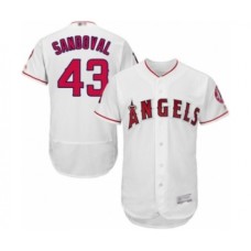 Men's Los Angeles Angels of Anaheim #43 Patrick Sandoval White Home Flex Base Authentic Collection Baseball Player Stitched Jersey