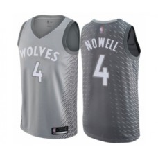 Men's Minnesota Timberwolves #4 Jaylen Nowell Authentic Gray Basketball Stitched Jersey - City Edition