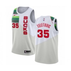 Men's Nike Milwaukee Bucks #35 Mirza Teletovic White Swingman Jersey - Earned Edition