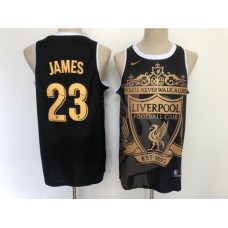 Men's Los Angeles Lakers #23 LeBron James Black Gold Swingman Camo Collection Stitched Jersey