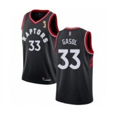 Men's Toronto Raptors #33 Marc Gasol Swingman Black 2019 Basketball Finals Champions Jersey Statement Edition