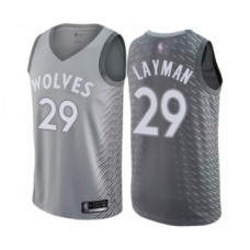 Men's Minnesota Timberwolves #29 Jake Layman Authentic Gray Basketball Jersey - City Edition