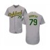 Men's Oakland Athletics #79 Luis Barrera Grey Road Flex Base Authentic Collection Baseball Player Stitched Jersey