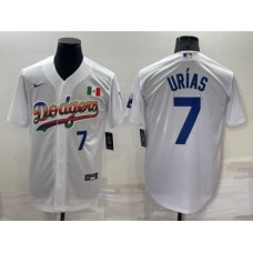 Men's Los Angeles Dodgers #7 Julio Urias Rainbow Blue White Mexico Cool Base Nike Stitched Jersey