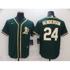 Men's Nike Oakland Athletics #24 Rickey Henderson Green Alternate Stitched Jersey