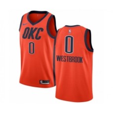 Men's Nike Oklahoma City Thunder #0 Russell Westbrook Orange Swingman Jersey - Earned Edition