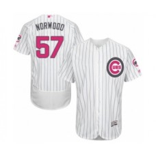 Men's Chicago Cubs #57 James Norwood Authentic White 2016 Mother's Day Fashion Flex Base Baseball Player Stitched Jersey