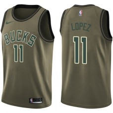 Men's Nike Milwaukee Bucks #11 Brook Lopez Swingman Green Salute to Service NBA Jersey