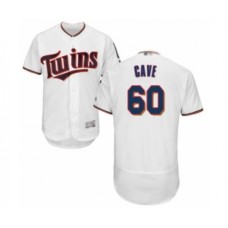 Men's Minnesota Twins #60 Jake Cave White Home Flex Base Authentic Collection Baseball Player Stitched Jersey