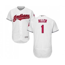 Men's Cleveland Indians #1 Greg Allen White Home Flex Base Authentic Collection Baseball Jersey