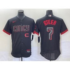 Men's Nike Cincinnati Reds Spencer Steer Black 2023 City Connect Flex Base Stitched Jersey